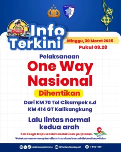 Arus Mudik Cenderung Lancar,  Kakorlantas Polri Tutup Rekayasa One Way KM 70-414