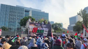 Flotilla Memanas: Ratusan Massa Aksi di Kedubes AS Desak Pembebasan Aktivis Global Sumud