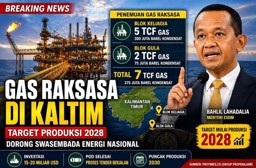 Menteri ESDM Bahlil umumkan temuan gas raksasa 7 TCF di Kaltim, target produksi 2028 dorong swasembada energi.